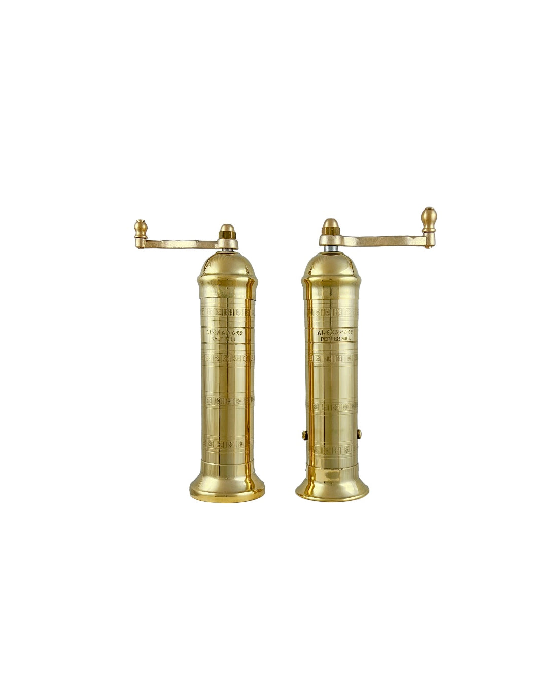 European solid brass salt and pepper mills from Greece